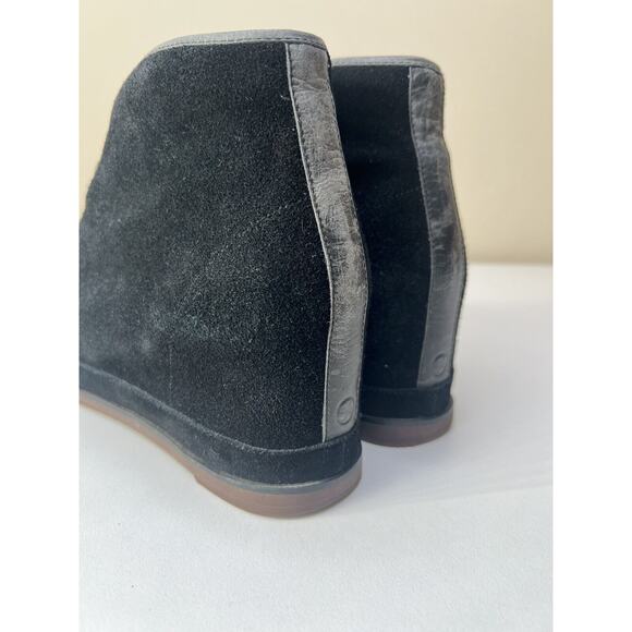 Anthropologie 80%20 Hidden Wedge Ankle Bootie Womens 10 Black Suede Toggle - Picture 5 of 13